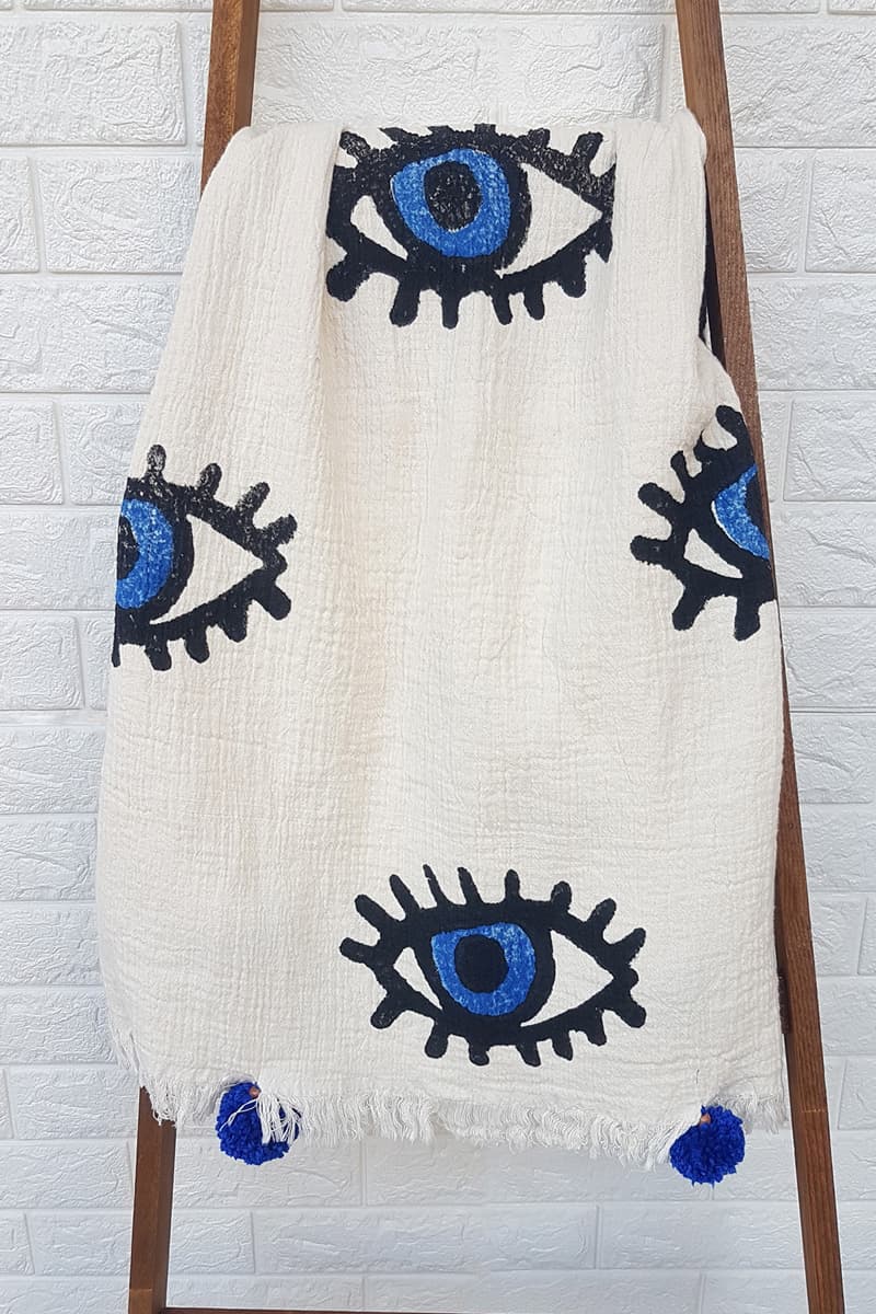 Blue Evil Eye Throw Blanket