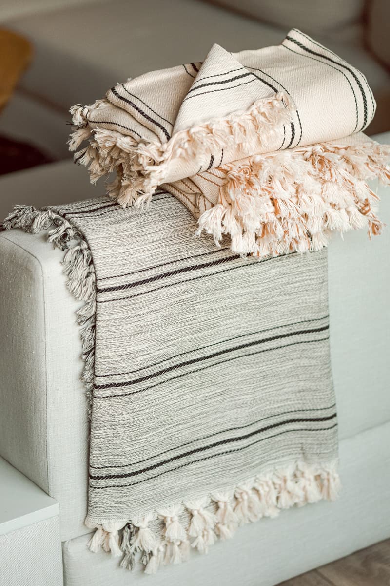 Black Striped Grey Throw Blanket