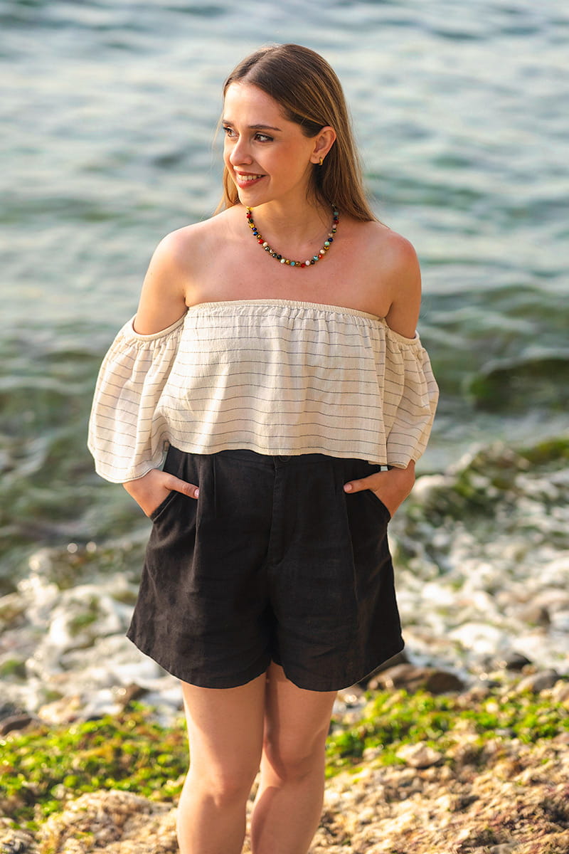 Black Linen Shorts