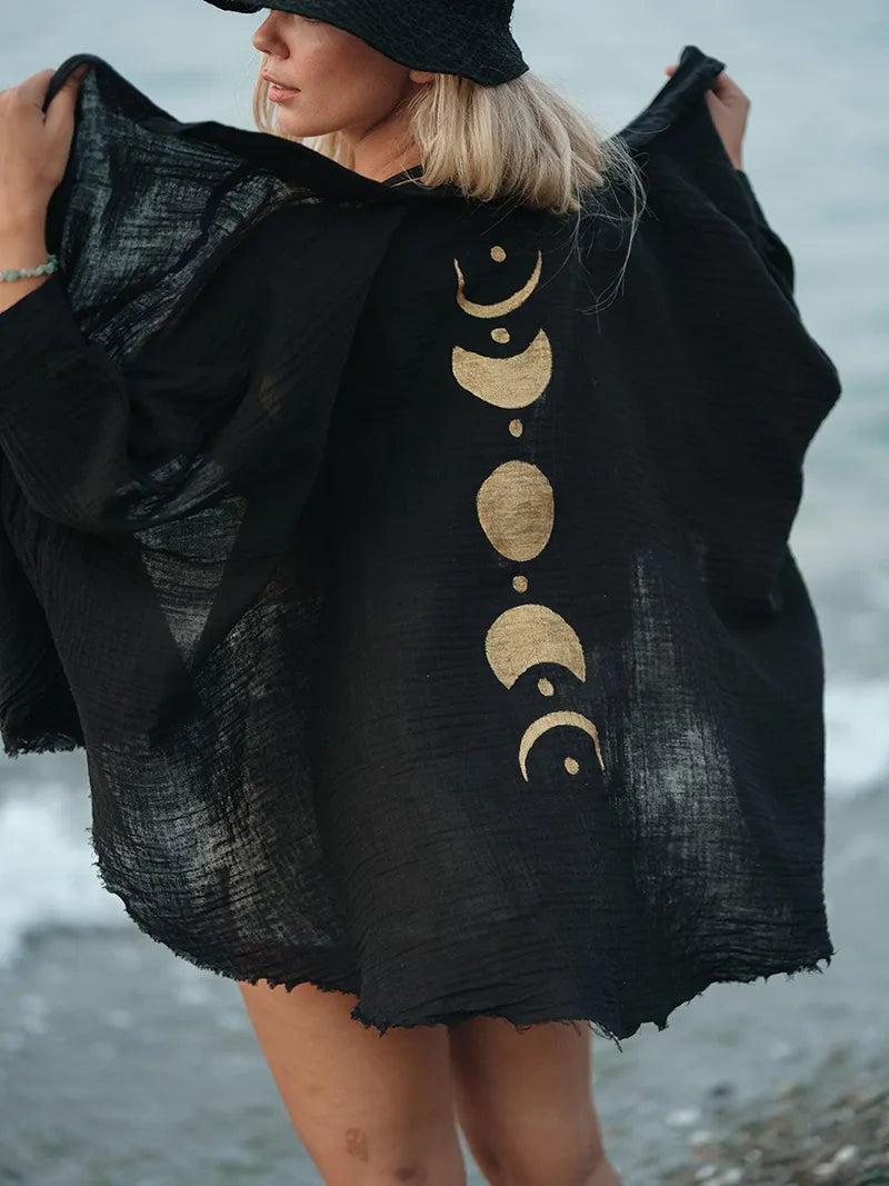 Black and Gold Robe Tracing the Moon's Phases — Moa