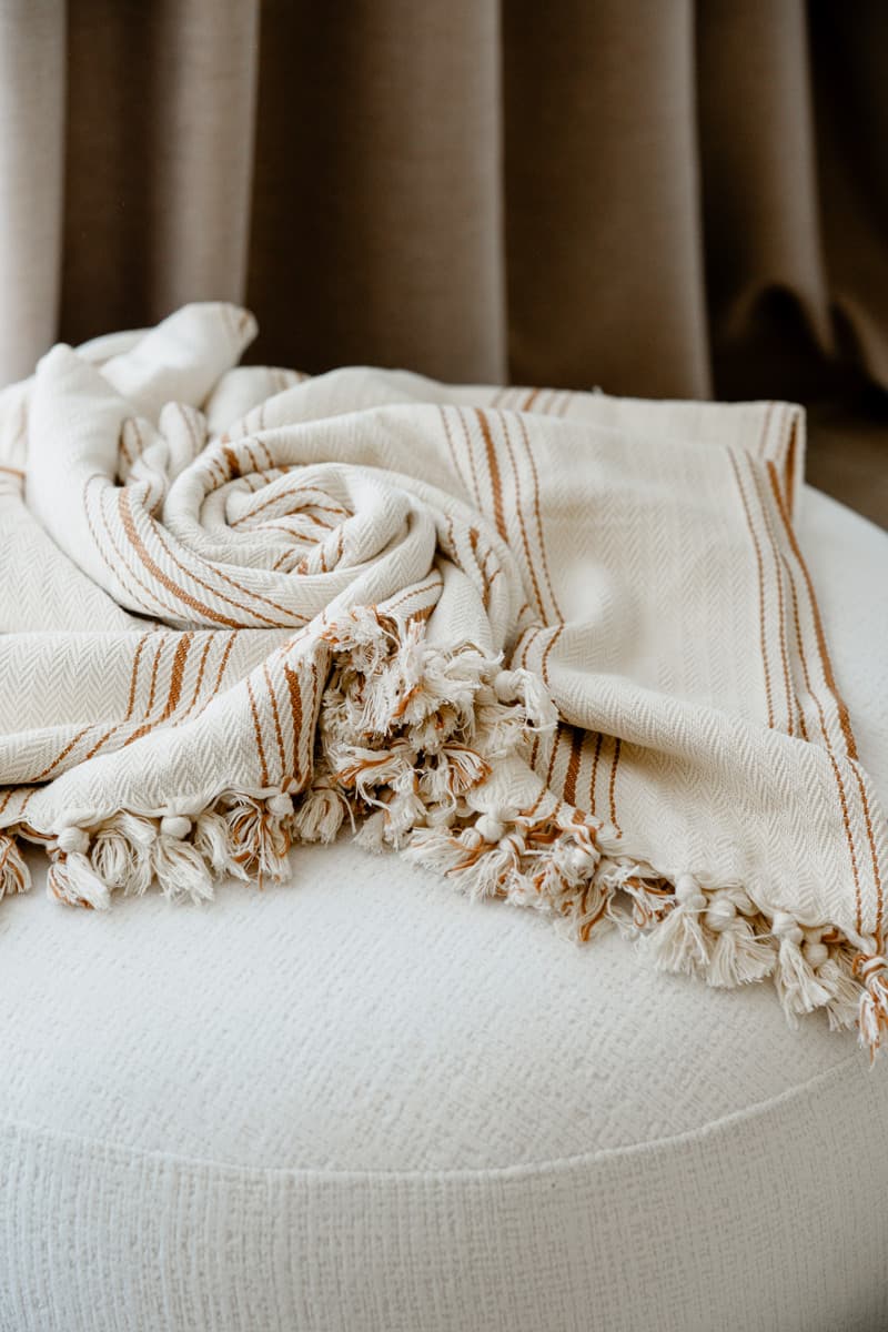 Mustard Striped Throw Blanket