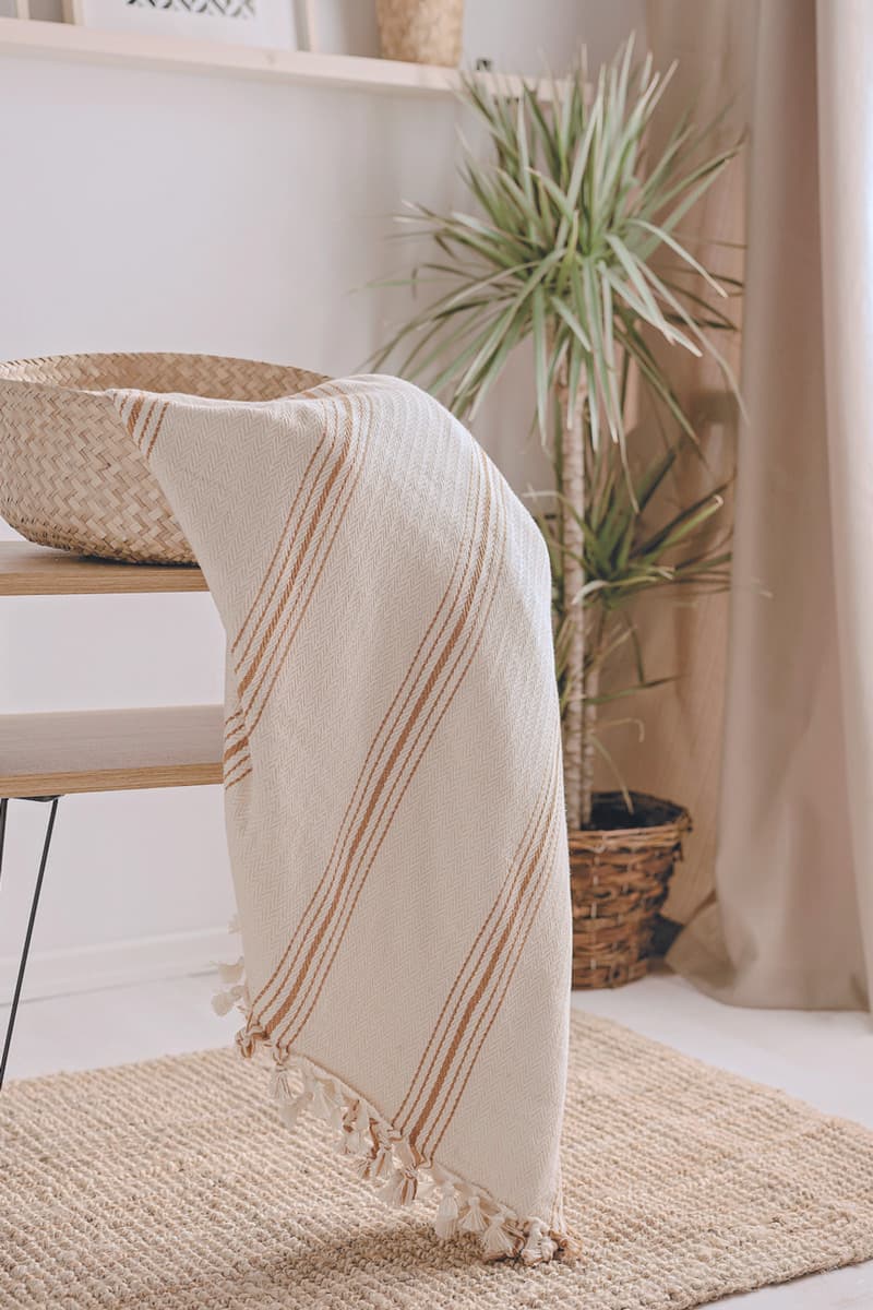 Mustard Striped Throw Blanket