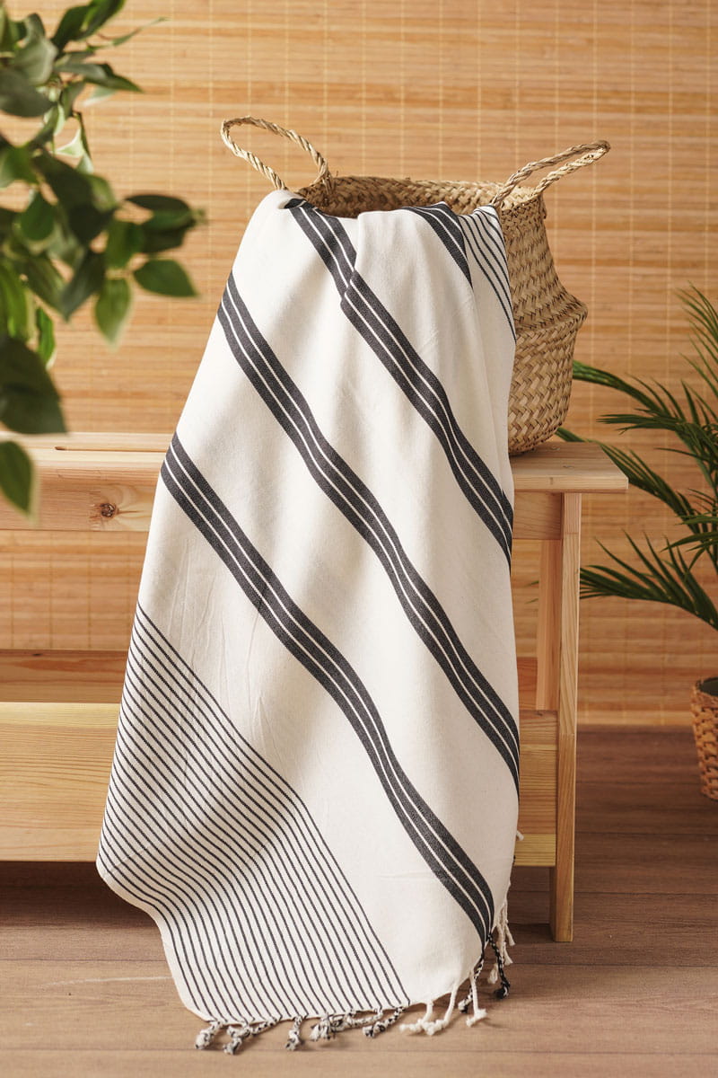 Hand-Loomed Turkish Tassel Bath and Hand Towel Set