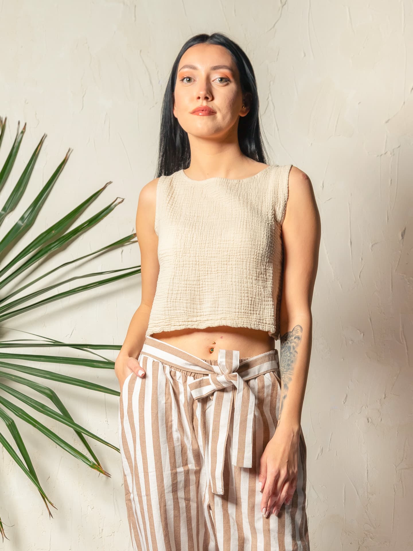 Cream Sleeveless Blouse