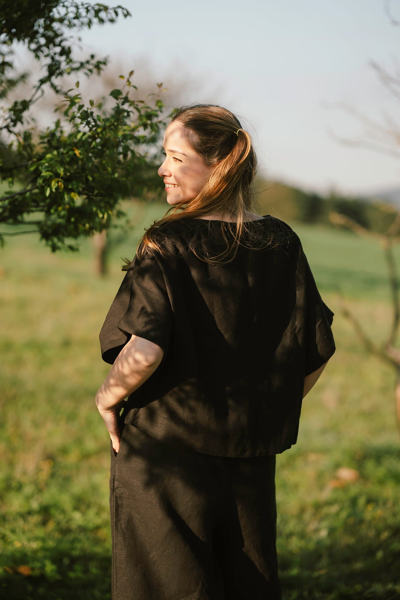 Black Linen Top