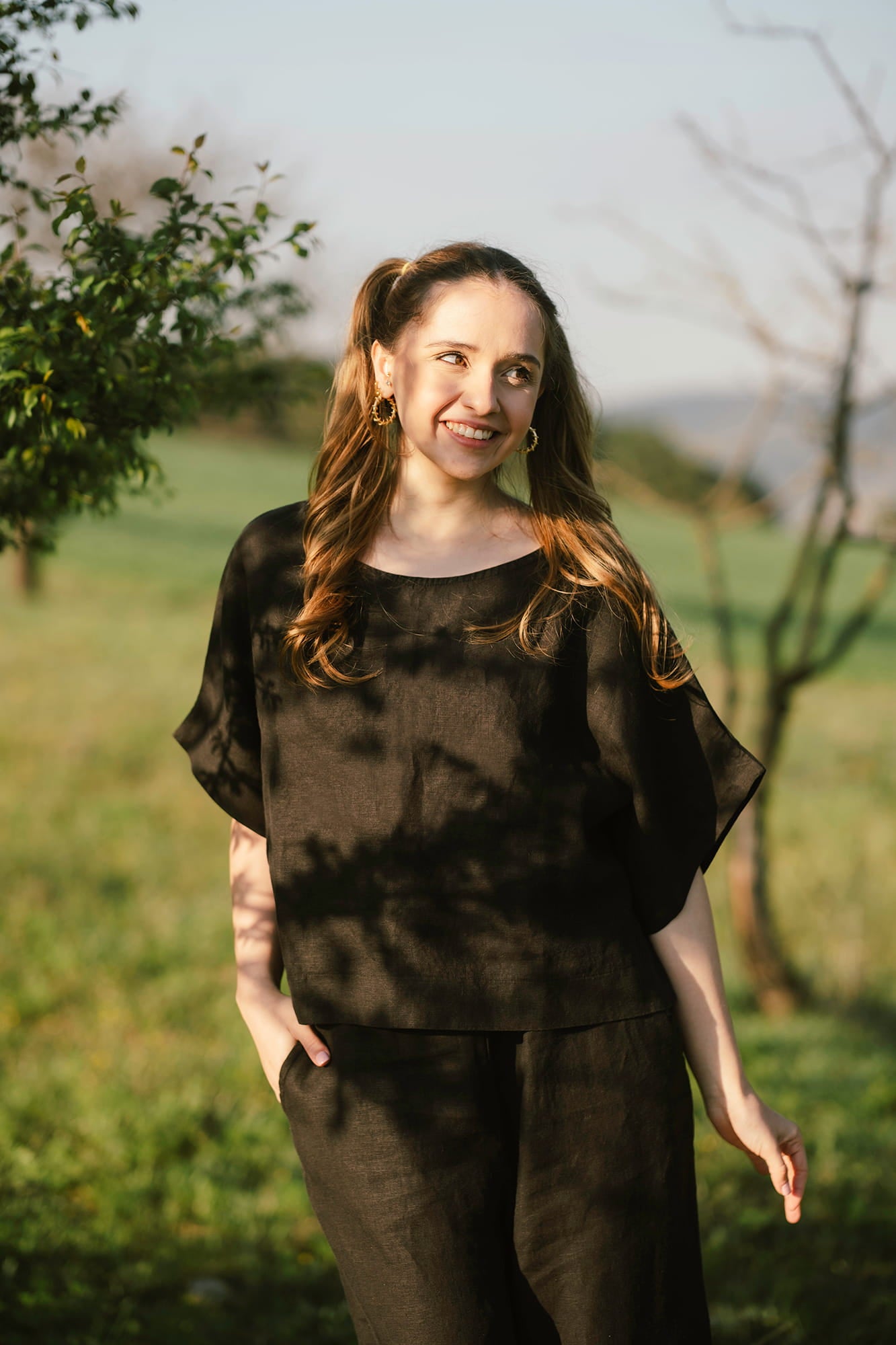 Black Linen Top