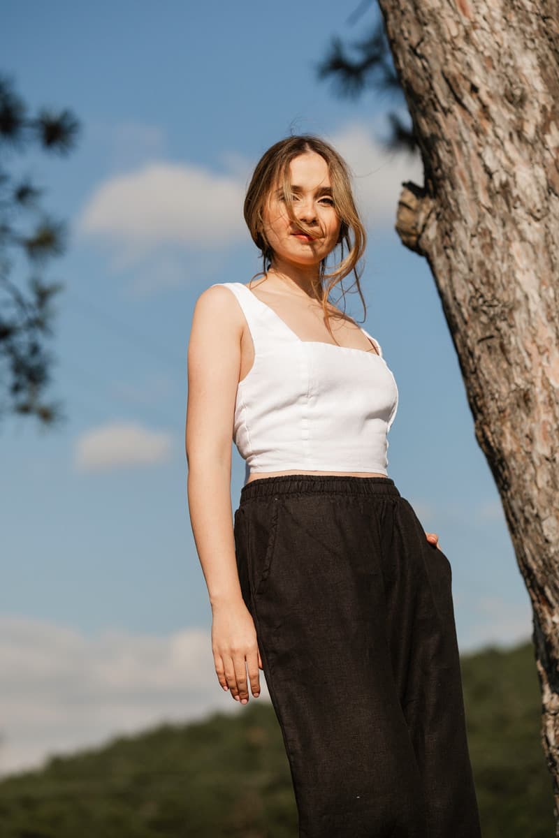 Black Linen Palazzo Pants