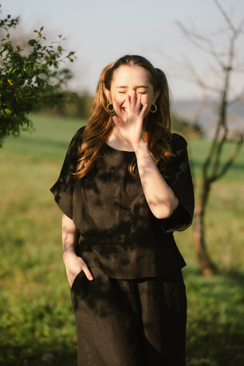 Black Linen Top