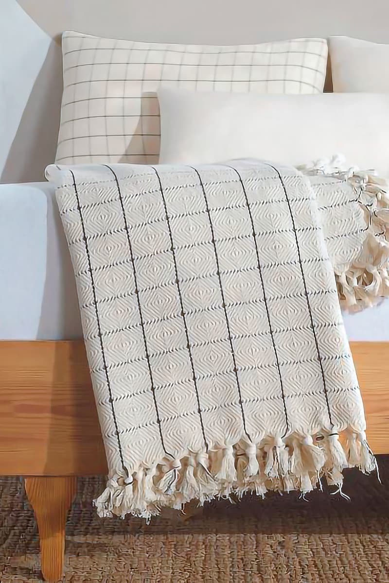 Cream Plaid Blanket