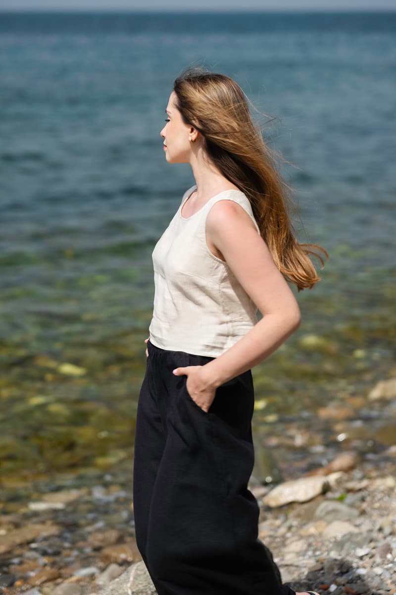 Black Linen Palazzo Pants