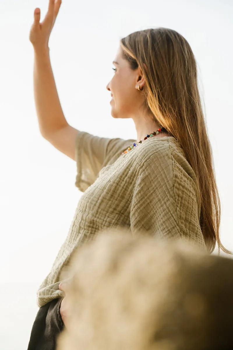 woman wearing muslin top