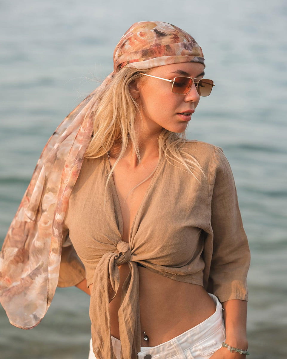 Linen Tie Front Blouse