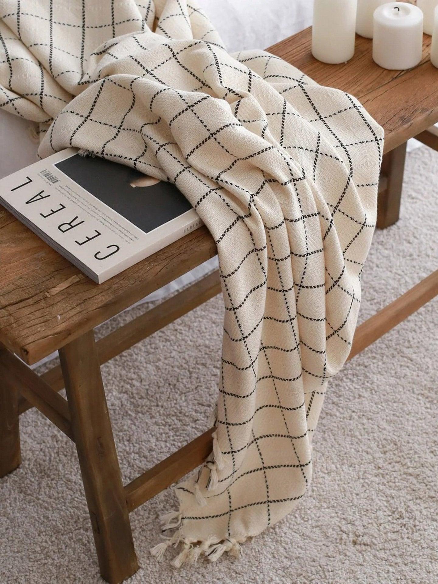 windowpane throw blanket