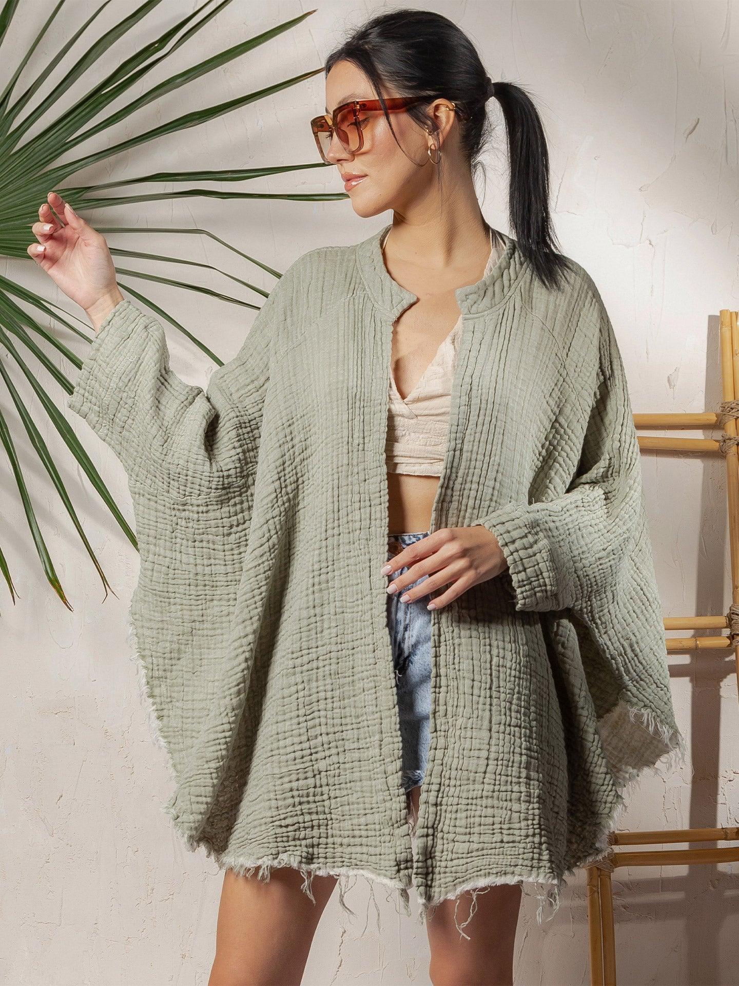 green kimono robe