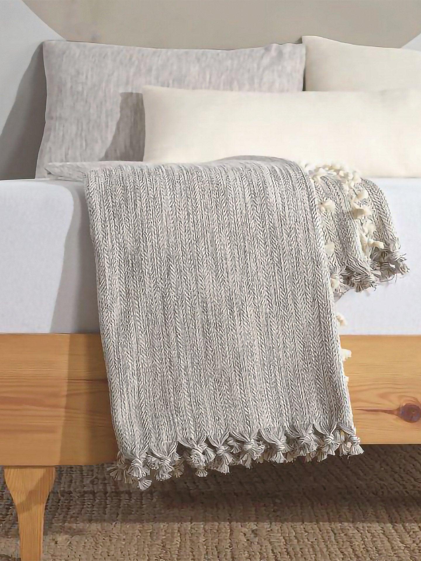 grey throw blanket