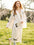 Woman in a white tiger print kimono in a park #Color_White / Black